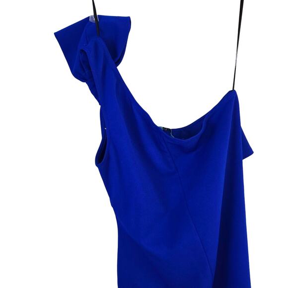 Misses junior teen dress size M medium blue one shoulder bow petite  8 10 - Picture 9 of 9